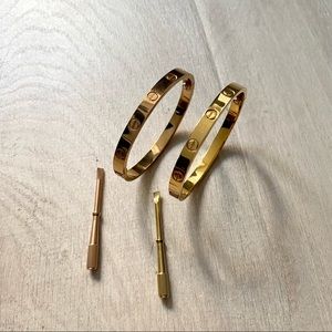 Love bracelets gold rose gold set of 2